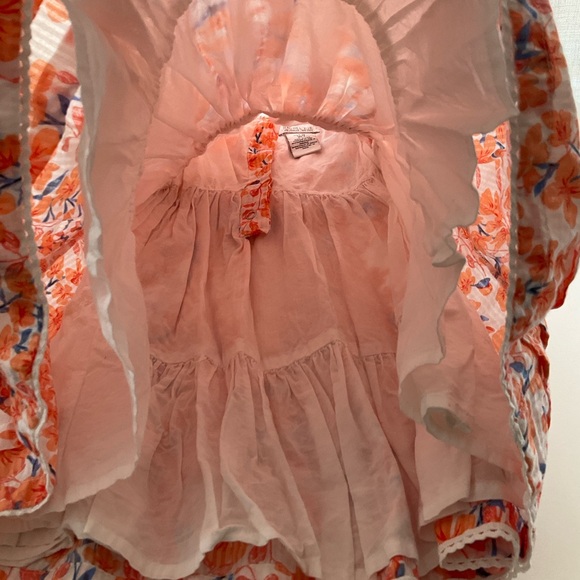 Rachel Zoe 3T Orange Floral Puff Sleeve Dress with Blue Accents - Picture 7 of 9